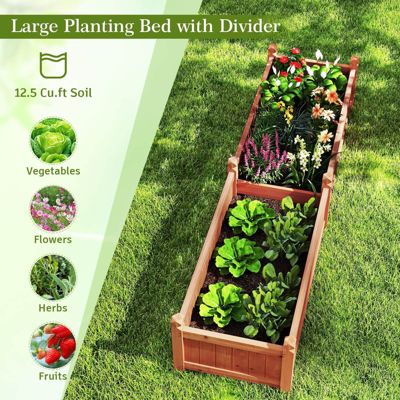 Wooden Raised Garden Bed Outdoor Rectangular Planter Box with Drainage Holes