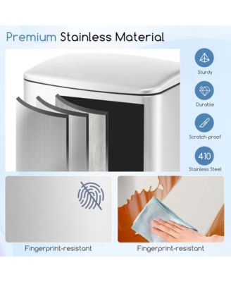Stainless Steel Trash Can, 13.2 Gal Garbage Can with Lid, Detachable Inner Pail