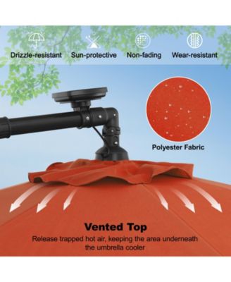 10 Ft Patio Solar LED 40 Lights Offset Umbrella Crank Cross Base