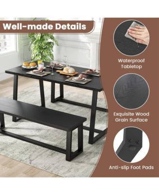 63" Large Dining Table for 4-6 People with Heavy-duty Metal Frame Modern