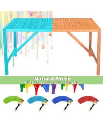 Patio Rectangular Acacia Wood Dining Table 4-6 Person Outdoor