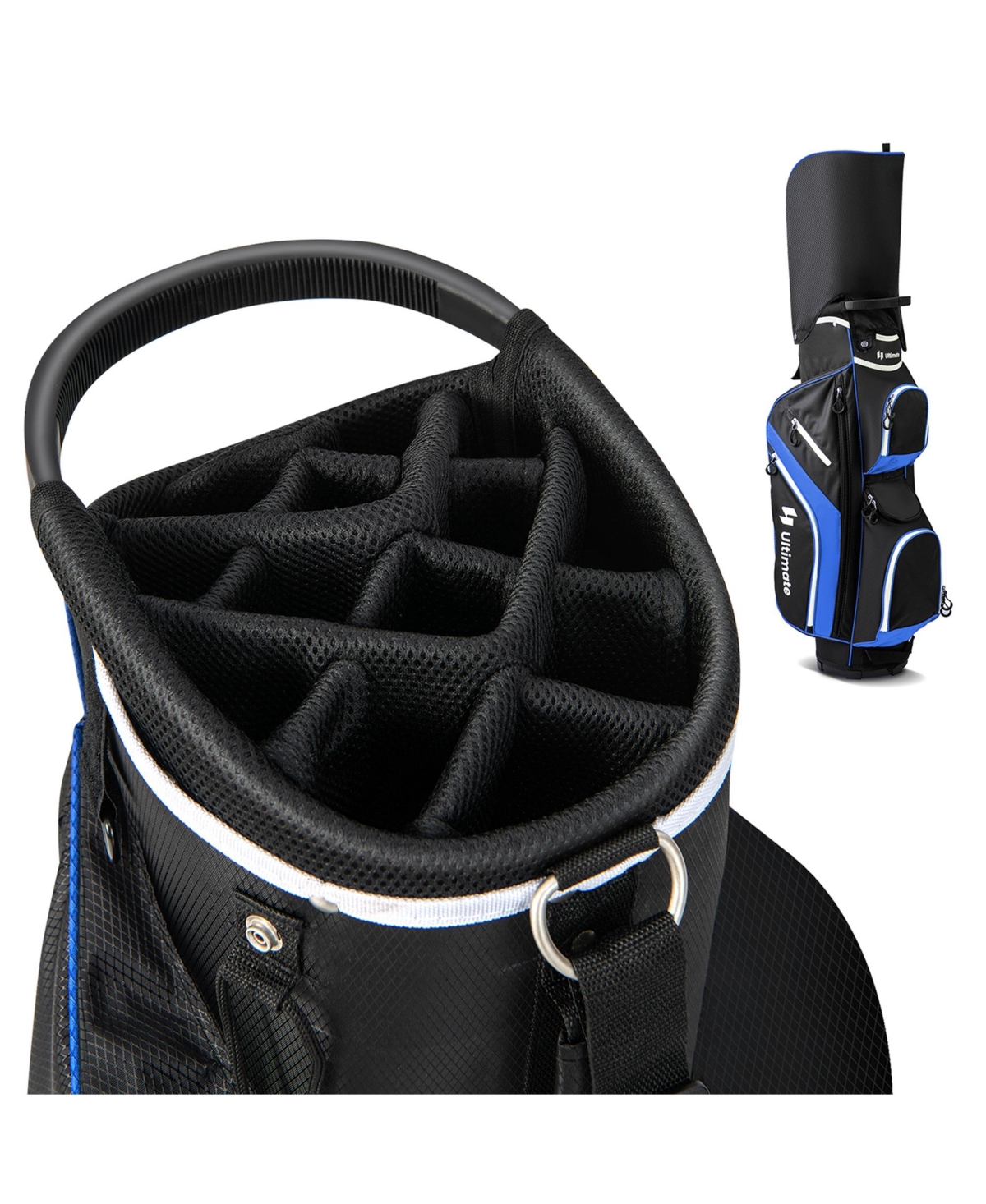 Costway Lightweight Golf Cart Bag with 14 Way Top Dividers 9 Pockets Rain Hood Cooler