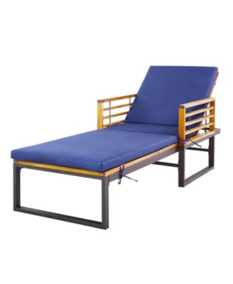 Patio Cushioned Chaise Lounge Chair Adjustable Reclining Lounger 800 lbs