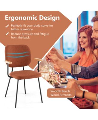 Set of 2 Modern Linen Fabric Dining Chairs Padded Kitchen Accent Armchair