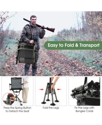 360 Degree Silent Swivel Hunting Chair w/ All-terrain Feet Pads Support 400 LBS