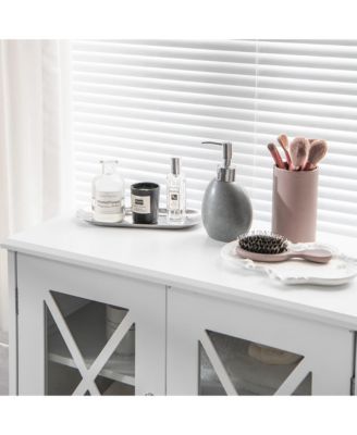 MDF Bathroom Linen Storage Cabinet with Doors and Adjustable Shelves