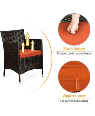 4 Piece Rattan Patio Furniture Set with Cushions