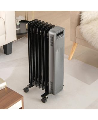 1500W Oil-Filled Radiator Heater Portable Electric Space Heater 3 Heat Settings