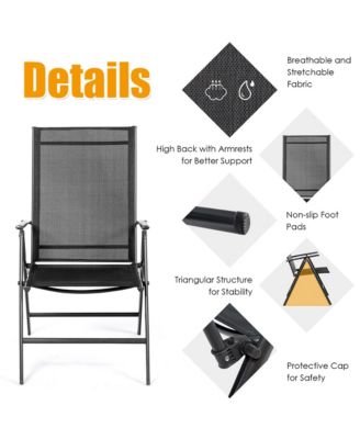 Set of 2 Patio Folding Chair Recliner Adjustable