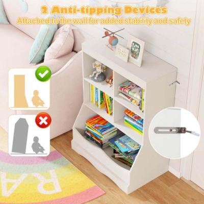 3-Tier Children's Multi-Functional Bookcase Toy Storage Bin Floor Cabinet