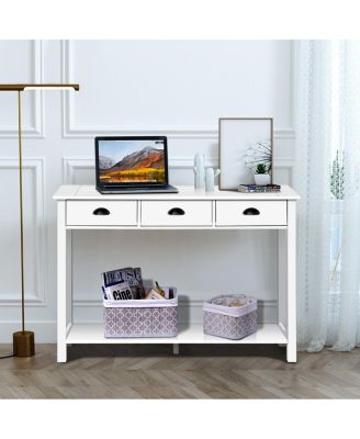 47'' Console Table Hall Table Side Desk Accent Table Drawers Shelf Entryway