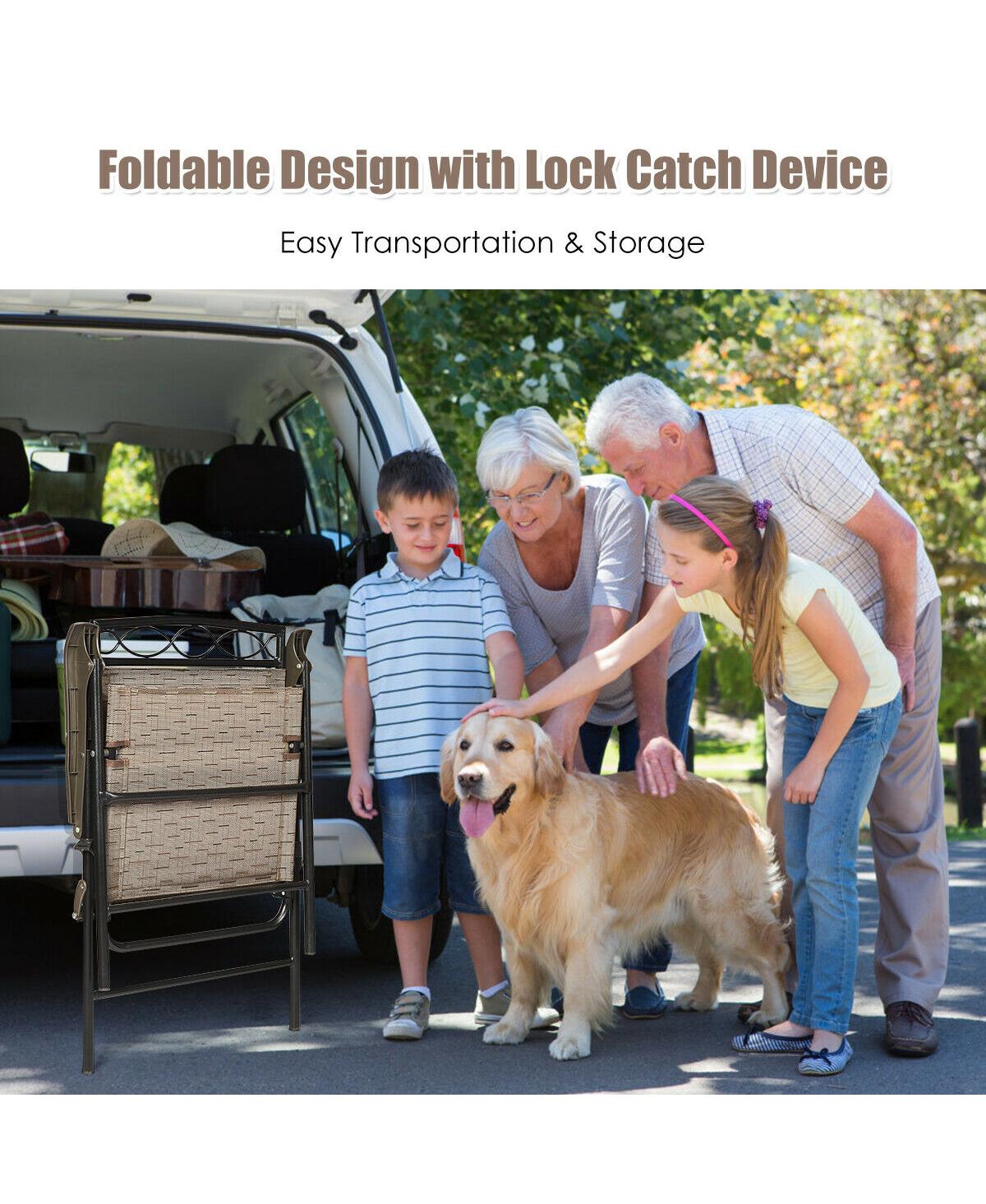 Costway Set of 4 Patio Folding Chairs Sling Portable Dining Chair Set