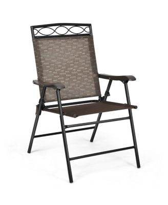 Set of 4 Patio Folding Chairs Sling Portable Dining Chair Set