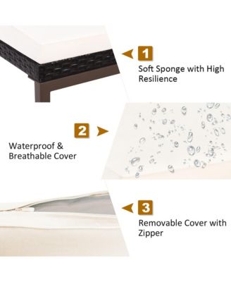 Patio Rattan Lounge Chair Recliner Back Adjustable Cushioned Garden