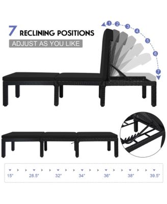 Patio Rattan Lounge Chair Chaise Recliner Adjust Cushion