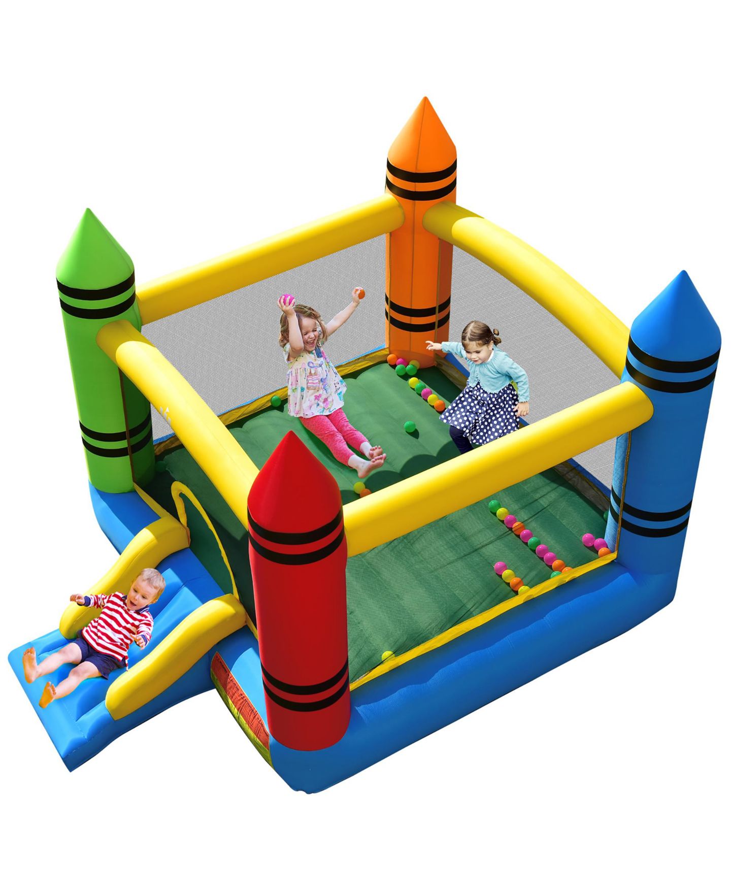 Детская игрушка Costway Inflatable Bounce House with Slide, Ocean Balls & 480W Blower, 138"L x 103.5"W x 89"H, от 3 лет — фото 7