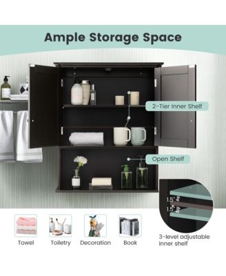 Wooden Wall-Mount Medicine Storage Bathroom Cabinet