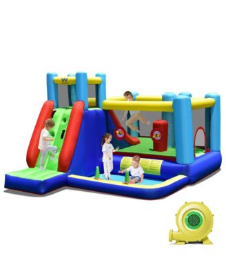 Inflatable Bounce House 8-in-1 Kids Inflatable Slide Bouncer (With 735W Blower)