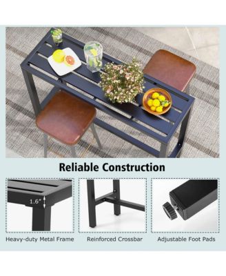Outdoor Metal Bar Table 48'' Patio Rectangular Counter Height Dining Table