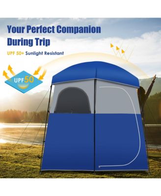 Double-Room Camping Shower Toilet Tent with Floor Oversize Portable Storage Bag