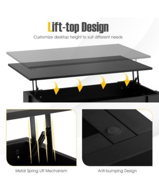 Lift Top Coffee Table Modern Accent Table w/Hidden Storage Compartment & Shelf