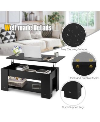 Lift Top Coffee Table Modern Accent Table w/Hidden Storage Compartment & Shelf