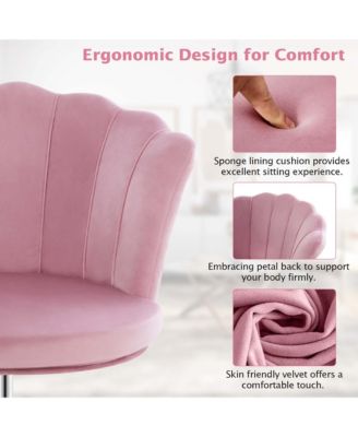 Velvet Petal Shell Office Chair Adjustable Swivel Accent Vanity Armchair