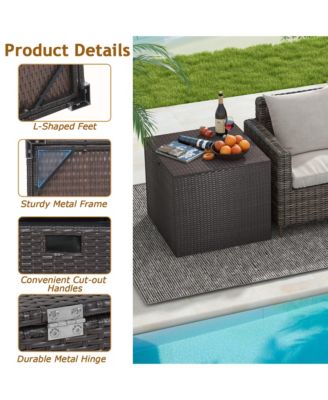 72 Gallon Patio Rattan Wicker Storage Deck Box Container with Liner Garden