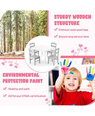 Boys 5 Piece Table & Chair Set Wooden Children Activity