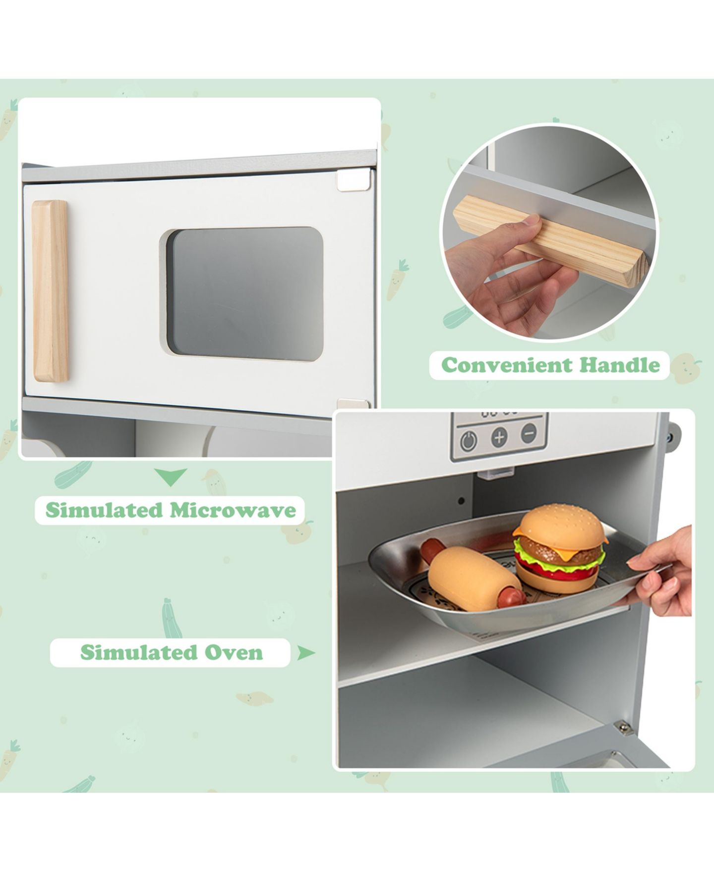 Детская игрушка Costway 2-in-1 Double-Sided Play Kitchen, Ages 3+ — фото 3