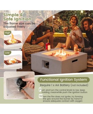 28'' Terrazzo Fire Pit Table 40,000 BTU Square Propane Gas Fire Pit