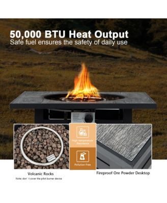 32'' Square Propane Fire Pit Table for Patio w/Lava Rocks Rain Cover 50,000 BTU
