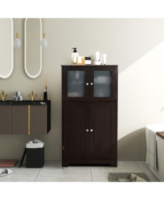 Bathroom Floor Storage Cabinet Kitchen Cupboard w/Doors&Adjustable Shelf