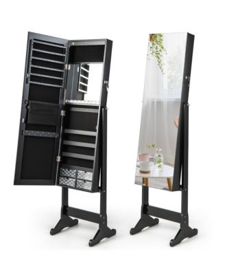 Jewelry Cabinet Armoire Full Length Frameless Mirror Lockable with Lights