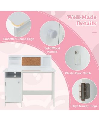 Kids Desk and Chair Set Study Writing Workstation with Bookshelf &amp; Bulletin Board