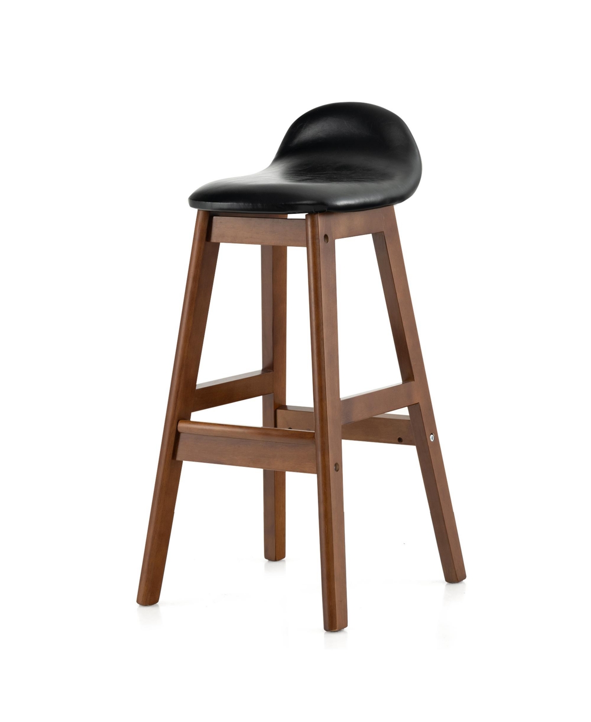 Costway Set of 2 Upholstered Pu Leather Barstools 27.5'' Wooden Dining Chairs