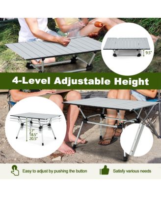 Heavy-Duty Aluminum Camping Table, Folding Outdoor Picnic Table with Carrying Bag