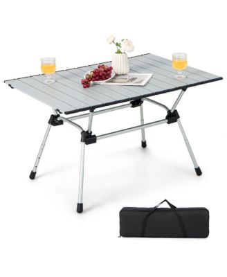 Heavy-Duty Aluminum Camping Table, Folding Outdoor Picnic Table with Carrying Bag