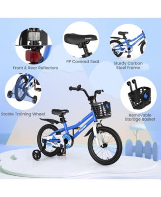 16'' Kid's Bike with Removable Training Wheels & Basket for 4-7 Years Old