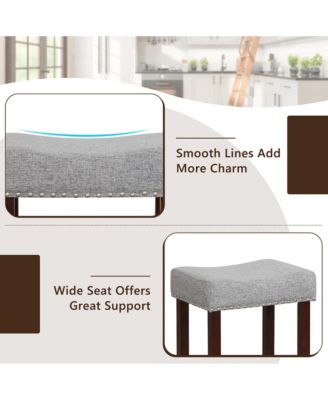 Set of 2 Bar Stools Bar Height Saddle Kitchen Chairs with Wooden Legs