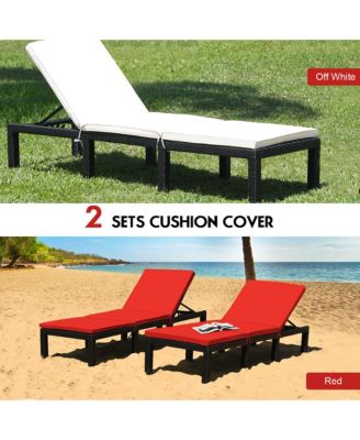 Patio Rattan Lounge Chair Chaise Recliner Adjust Cushion