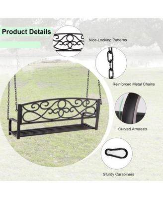 Outdoor 2-Person Metal Porch Swing Hanging Patio Bench 485 Lbs Capacity
