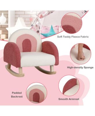 Kids Rocking Chair Children Armchair Velvet Upholstered Sofa w/ Solid Wood Legs