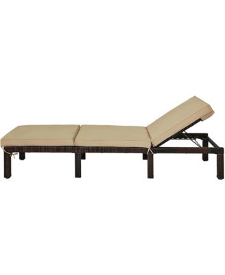 Outdoor Rattan Lounge Chair Chaise Recliner Adjustable Cushioned Patio