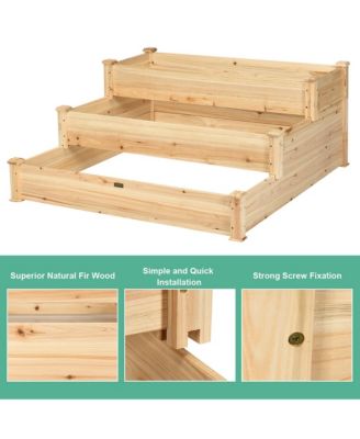 3 Tier Wooden Raised Garden Bed Planter Kit