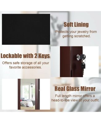 Wall Door Mounted Mirror Jewelry Cabinet Organizer