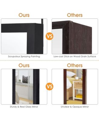 Wall Door Mounted Mirrored Jewelry Cabinet Storage Organizer