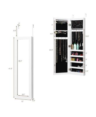 Wall Door Mounted Mirrored Jewelry Cabinet