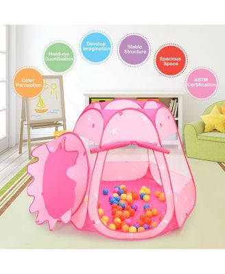 Kid Outdoor Indoor Princess Play Tent Playhouse Ball Tent Toddler Toys w/ 100 Balls