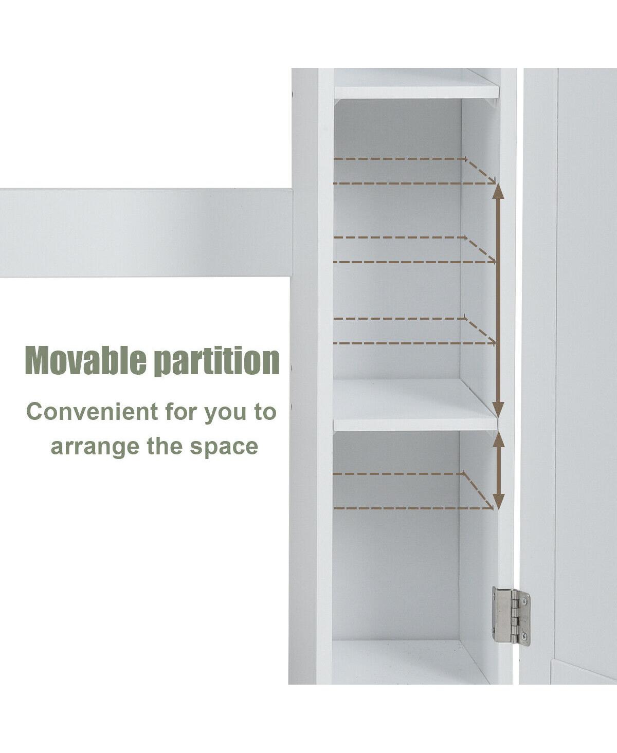 Costway Wooden Over The Toilet Storage Cabinet Drop Door Spacesaver Bathroom